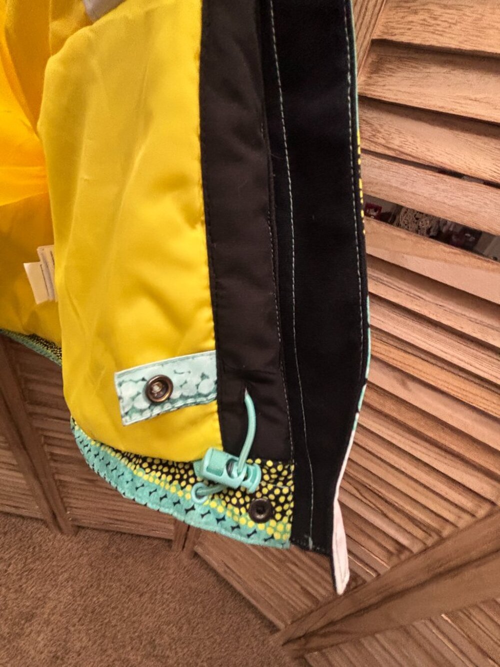 Roxy Jetty Girl Ski Snowboard Jacket Teal Striped Waterproof Size 12 L - Picture 11 of 14